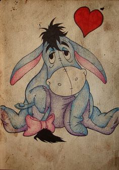 a drawing of a rabbit with a heart in the background