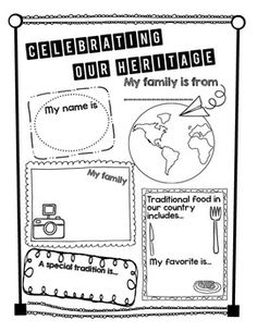 a black and white poster with the words celebrating our heritage, my family is from