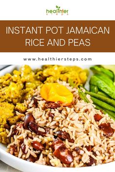 This is Instant Pot Jamaican Rice And Peas recipe By healthier steps Rice Cooker Rice And Peas, Jamaican Rice And Peas Rice Cooker, Rice And Peas Jamaican Instant Pot, Jamaican Rice And Peas Instant Pot, Rice And Peas Instant Pot, Jamaican Rice And Peas With Canned Beans, Jamaican Sides, Caribbean Rice And Peas Recipe, Rice And Beans Instant Pot