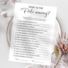 a white paper with the words what is the bride's wedding game on it