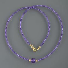 Purple Amethyst Necklace With Natural Stones, Purple Gemstone Beaded Necklace As Gift, Purple Polished Beads Necklace As Gift, Purple Polished Beads Necklace For Gift, Purple Amethyst Faceted Bead Crystal Necklaces, Purple Amethyst Necklace With Faceted Beads, Purple Single Strand Crystal Necklace Gift, Purple Amethyst Crystal Necklaces With Faceted Beads, Purple Amethyst Crystal Necklace With Faceted Beads