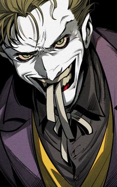 an evil looking joker with his mouth open