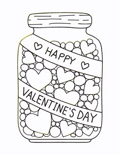 a jar filled with hearts and the words happy valentine's day