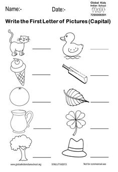 worksheet for the first letter of pictures capital