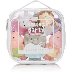 a clear bag filled with lots of small toy animals