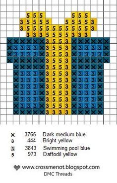 a cross stitch chart with the numbers and colors for each item in it, as well as