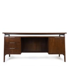 Ward Desk - desk with mid century design Mid Century Executive Desk, Classic Study Table, Airy Office, Mid Century Office Desk, Displaying Trinkets, Graces Room, Desk Blue, Desk Build, Bedroom Revamp