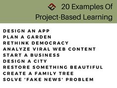 an image of a project - based learning poster with the words'20 examples of project - based learning '