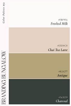 the color scheme for an interior paint scheme, with different shades and text on it