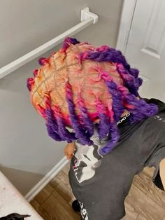 Skunk Stripe Dreads, Fluffy Dreads, Red And Blonde Locs, Reverse Dyed Locs, Cool Undercut Designs, Half Dyed Locs, Colored Hair Braids, Hairstyles No Weave, Female Locs