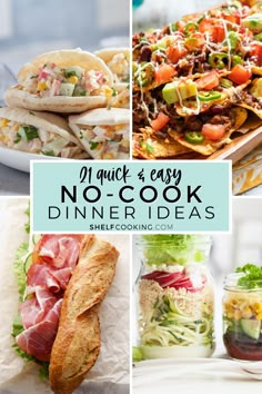 no - cook dinner ideas with text overlay