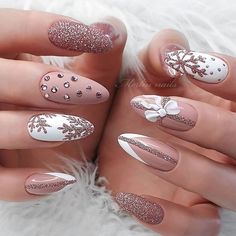 Winter Nails Acrylic, Christmas Nails Acrylic, Winter Nail Designs, Xmas Nails, Fancy Nails, Manicure E Pedicure, Holiday Nails, Blue Nails