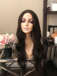 Length: 26 inches Style： wavy Color：dark brown Material: heat friendly fiber bang version： https://www.etsy.com/listing/892862740/26-dark-brown-wavy-wigs-synthetic?ref=shop_home_active_14&crt=1 Hi! Thanks for stopping by! We are the Little Wig Museum - our store might be little but our LOVE to wigs is big! Our beautiful vigorous wig is made from natural looking synthetic fiber which could hold its shape for long time using, with realistic looking scalp. The texture is light, soft without bei Dark Brown Wig, Chemo Wig, Wigs Glueless, Wig Party, Glueless Wigs, Lost Hair, Brown Wig, Black Wig, Real Human Hair