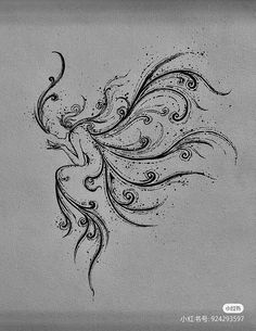 a black and white drawing of a woman's head with swirls on it