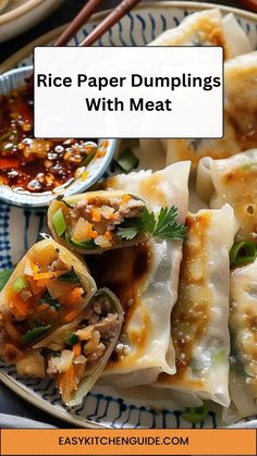 rice paper dumplings with meat on a plate