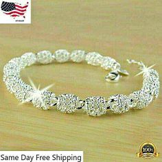 Fashion Beauty Package Included:1 X Bracelet Silver Wedding Bracelet, Popular Bracelets, Lucky Jewelry, The Bangles, Jewelry Bracelets Silver, Silver Bracelets For Women, 925 Silver Bracelet, Silver Chain Bracelet, Elegant Bracelet