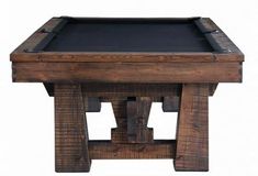 a pool table made out of wooden planks and black felt on the bottom edge