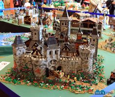 a castle made out of legos is on display