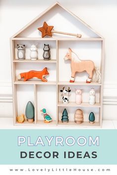 Playroom wall decor Kids Playroom Design, Trinket Shelf, Tiny Creatures, Playroom Wall Decor, Shelf White