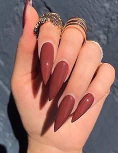 Shared by 𝚉𝙾𝙴. Find images and videos about beauty, nails and brown on We Heart It - the app to get lost in what you love. Red Nail Art Designs, Red Nail Art, Stiletto Nail Art, Acrylic Nail Art, Brown Nails