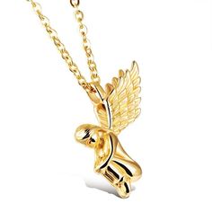 "Saint Girl Angel Necklace For Men/Women, Bl55590021 Chain Type: Box Chain Chain Length: 24 Inch Metal: Stainless Steel Plating: Gold Plated, Shape: Angel Style: Casual/Sporty/Streetwear Best For Gifts On Any Occasion Message Me For Bundle Or Any Query Thank You!!" Angel Feather, Sporty Streetwear, Angel Feathers, Bullet Necklace, Skull Pendant Necklace, Goddess Necklace, Angel Necklace, Beautiful Goddess, Skull Pendant