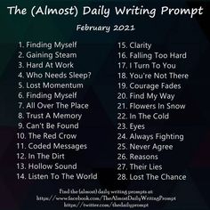 the almost daily writing prompts list