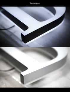 two different images of the letter d in white and black