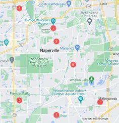 the map shows where to stay in napperville