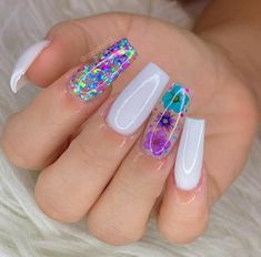 Colors Nails, Tie Dye Nails, Lavender Nails, Nails Design With Rhinestones, Colored Acrylic Nails, Sparkly Nails, Pink Acrylic Nails, Fabulous Nails, White Colors