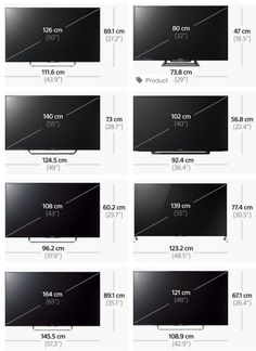 the different sizes and shapes of televisions are shown in this diagram, with each screen showing