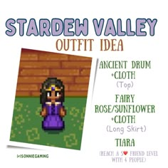 an old school video game called stardew valley outfitt idea with the title