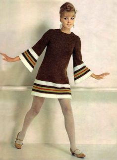 Brown Knit Dress, Kawaii Clothes Goth, Mode Hippie, Look Retro, 60s Dress