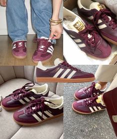 Adidas maroon sambas dark red Family Wealth, Samba Adidas, Maroon Shoes, Funky Shoes, Adidas Vintage, Shoe Inspo, Aesthetic Shoes