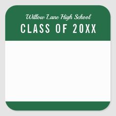 a green and white class of 20 square sticker