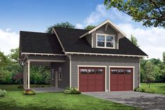 a two car garage is shown in this rendering