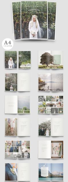 the wedding album is shown with photos and text on it, as well as an image of