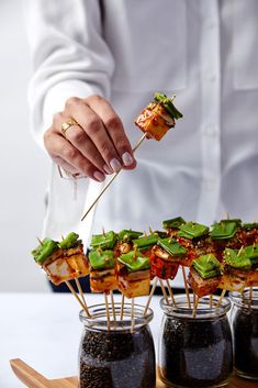 Wedding Catering NYC | Food | Pier Sixty Dinner On A Stick, Finger Food Presentation Ideas, Fish Catering Ideas, Late Night Appetizers Parties Food, Luxury Canapes Food, Modern Finger Food, Luxury Finger Food, Expensive Appetizers, High End Catering