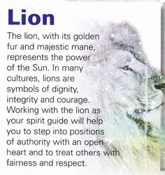 an image of a lion with the caption's description on it, in blue and white