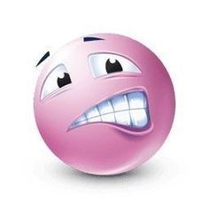 a pink smiley face with an open mouth