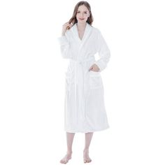 Premium Women Fleece Robe with Satin Trim by Pavilia Accented with satin trim to give a luxurious feel, our robe is super soft, lightweight, yet warm at the same time. Comes with a waist strap so you can adjust for perfect fit and 2 side pockets to keep all your essentials! The robe is constructed with 260 GSM of high quality microfiber polyester that is soft to touch, easy to care for, and lightweight at the same time. Available in 5 colors (Pink, White, Gray, Light Gray, Blue) to keep you warm Winter White Sleepwear For Relaxation, White Winter Sleepwear For Relaxation, White Long Sleeve Winter Robe, White Winter Sleep Robe, Cozy White Robe For Winter, Cozy White Winter Robe, Robe For Women, Plush Robe, Long House