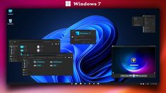 windows 7 wallpapers displayed on the screen with different colors and shapes in them