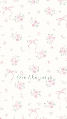 a white background with pink flowers and ribbon