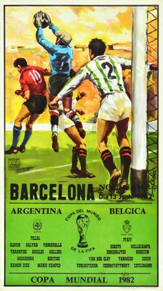 an old poster with soccer players on it