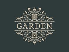 the garden logo is shown in gold and green colors, with an ornate border around it