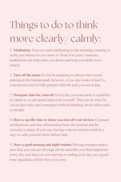 Sometimes all we need to do it take it slow. Here are 5 ideas to think more clearly and calmly throughout your day. Monthly Reset, Mental Resilience, Take It Slow, Mental Health Facts, Divine Feminine Spirituality, Medical School Essentials, Take Care Of Your Body, Therapy Worksheets