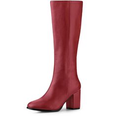 These fashionable chunky heel knee-high boots with zip closure, a surefire way to top off any outfit, from jeans to shorts, dresses, and skirts of any length, make you more eye-catching. Classic chunky heels and knee-high boots. Faux leather vamp, makes your boots look more textured. Designed with a rubber outsole and ABS heel, this boot offers effective anti-slip properties. The moderate heel height design makes you feel more comfortable. High Ankle Boots, Closed Toe Shoes, Faux Leather Heels, How To Stretch Boots, Halloween Women, Rubber Heels, Tall Boots, Boot Shop, Dress With Boots