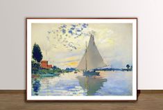 a painting of a sailboat on the water