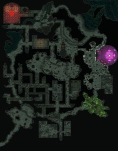 a map that shows the location of some buildings and other things in the dark room