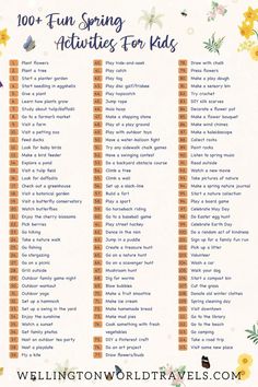 100+ Fun Spring Activities For Kids Spring Kid Activities, April Kids Activities, Spring Break Activities For Preschoolers, Spring Break Toddler Activities, Spring Homeschool Activities, Outside Spring Activities, Spring Break Ideas For Kids At Home, Spring Activities For Middle Schoolers