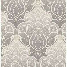 an ornate wallpaper pattern in grey and white